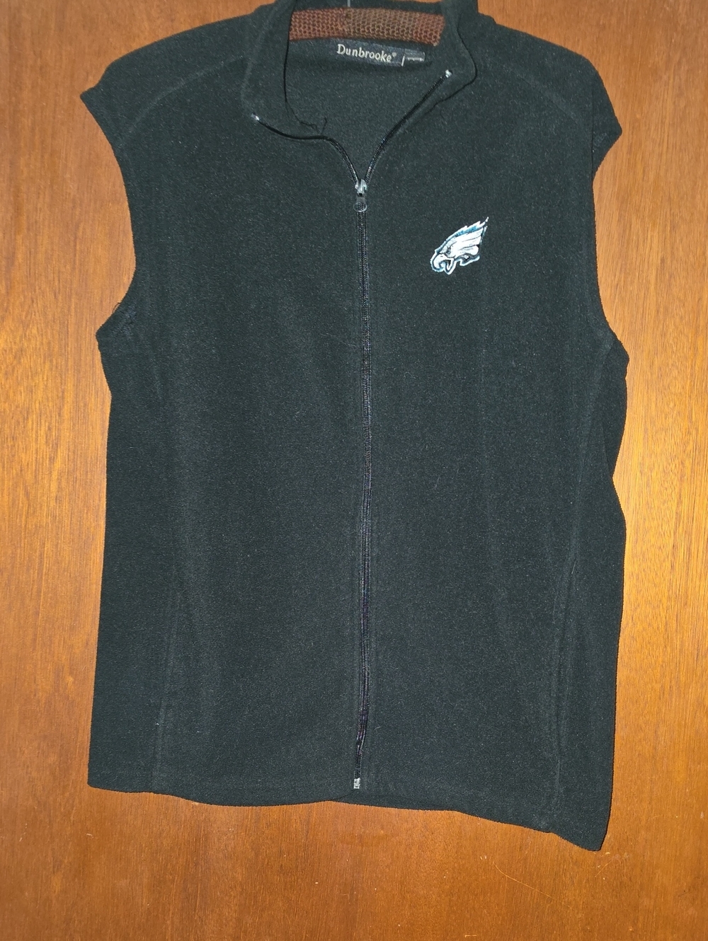 Dunbrooke Black Sleeveless Zip Fleece Vest with Team Patch